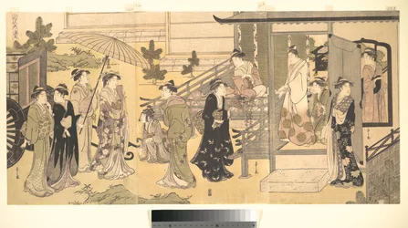 En forklædt scene fra Fortællingen om Genji (Fūryū Yatsushi Genji), kapitel 33, «Blåregnens blade (Fuji no uraba)»
