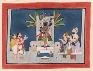 Rawat Gokul Das og Rawat Nahar Singh fra Devgarh ved tilbedelse