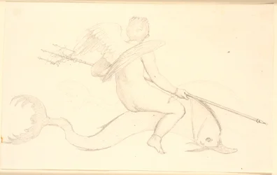 Amorin riddende på en delfin. Pompejiansk motiv