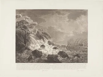 Udsigt over dykrupturen og oversvømmelsen ved Bemmel ved Nymegen den 21. februar 1799 / Vue de L