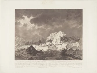 Udsigt over Ysgang og Dykbreak ved Vuuren ved Gorcum den 22. februar 1799 / Vue des Glaces qui S