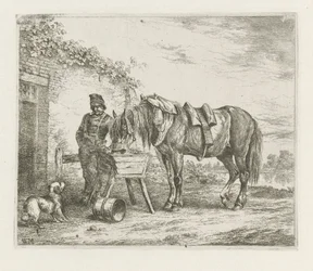 Hest ved en foderautomat
