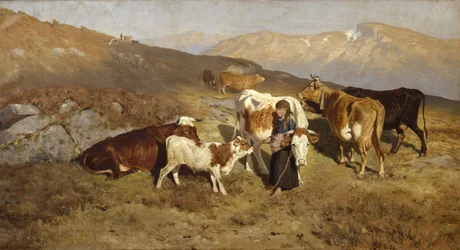 Hjem fra sommergræsset (olie på lærred)