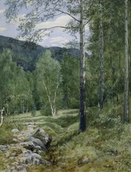 Forår i skoven (akvarel på papir)