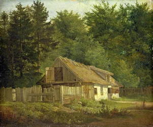 Et hus i Frederiksdal-skoven nær København, 1828