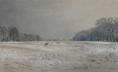 Hjorte i sneen - Richmond Park, 2015 (olie på lærred)