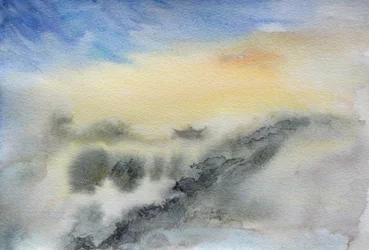 Temple in the Clouds, 2015 (akvarel på papir)