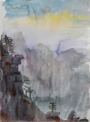 Vandringer over himlen - PaiyunTing, 2015 (akvarel på papir)