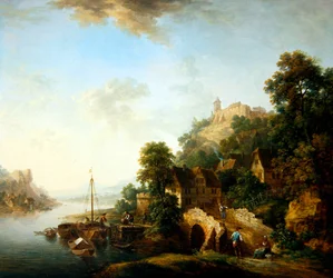 Udsigt over landsbyen Braubach (olie på kobber)