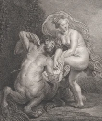 Deianeira modtog den forgiftede tunika fra Nessus, og den sårede kentaur faldt til..., 1778.