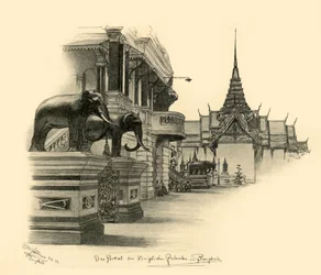 Indgang til det kongelige palads i Bangkok, Siam, 1898.