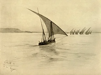 Feluccas ved Nilen, Kairo, Egypten, 1898.