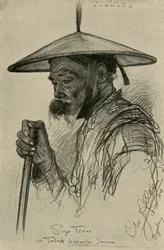 Singo Trono - mand, der tygger tobak, Magelang, Java, 1898.