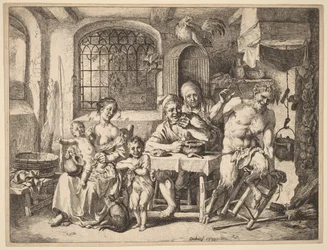 En satyr besøger en bondefamilie