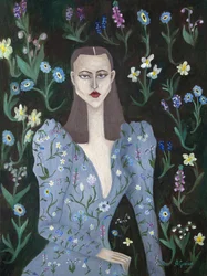 Elegant kvinde med vilde blomster