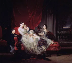Portræt af storhertuginde Maria Nikolajevna med hendes børn, 1849
