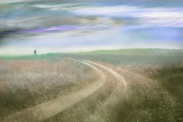 Fjerne skikkelser, lilla himmel