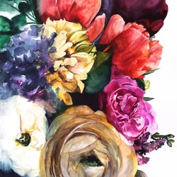 Frodige akvarelblomster