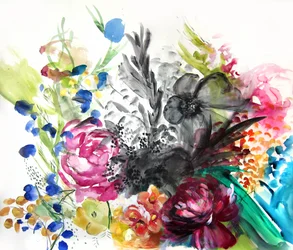 Farverig blomsterbuket