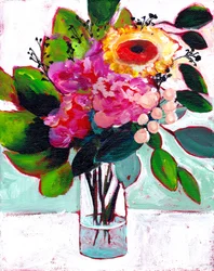 Farverig blomsterbuket