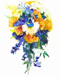 Farverig blomsterkaskade