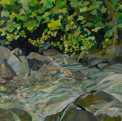 Honister Stream, 2023 (akvarelmalet papircollage)