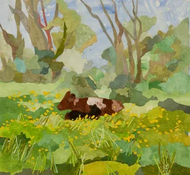 Southolt Cows, 2020 (akvarelmalet papircollage)