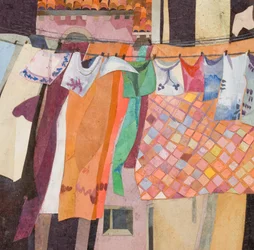 Venice Washing Chequered Quilt, 2016 (akvarelmalet papircollage)