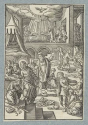 Apostle døber nye troende i Jerusalem