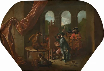 Singerie: The Painter, ca. 1739 (olie på lærred)