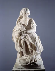 Jomfru- og børne-marmorskulptur