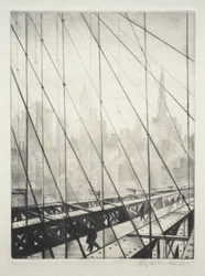 Kigger gennem Brooklyn Bridge