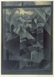 Fra et kontorvindue, 1918 (mezzotint)