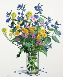 Vilde blomster med Alkanet, 2021 (akvarel på papir)