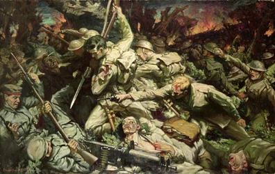 Waliserne ved Mametz-skoven (olie på lærred)
