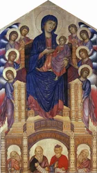 Santa Trinita Maestà (Madonna på tronen; Madonna og barn på tronen med otte engle, Santa Trinita Madonna)