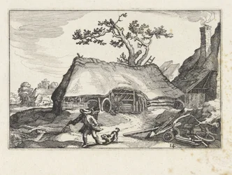 Gøende hund på en gård Landskaber med gårde (serietitel)