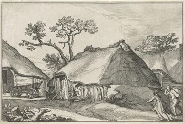 Gård og en vogn i en gård Landskaber med gårde (serietitel)