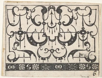 Blackwork Print med et All-Over Schweifwerk-mønster, ca. 1620.