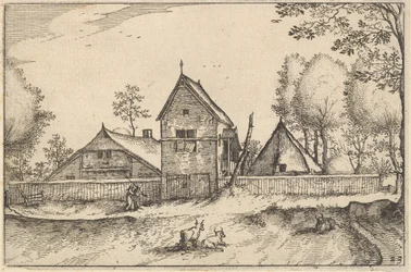 Stor muret gård, tallerken 23 fra Regiunculae et Villee Aliquot Ducatus Brabantiae, ca. 1610