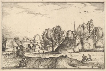 Vej ind i en landsby, plade 19 fra regioner og villaer i hertugdømmet Brabant, ca. 1610