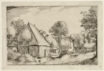 En bondegård, planche fem efter Billeder af gårde, landhuse og rustikke landsbyer (Praediorum villarum et rusticarum casularum icones)