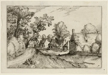 En landsbyvej, planche syv efter Billeder af gårde, landhuse og rustikke landsbyer (Praediorum villarum et rusticarum casularum icones)