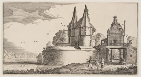Bastion og byport ved en flod, fra Landskaber (Playsante Lantschappen)