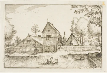 Stor muret gård, plade 23 efter Billeder af gårde, landhuse og rustikke landsbyer (Praediorum villarum et rusticarum casularum icones)