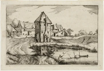 The Pond, plade ni efter Pictures of Farms, Country Houses and Rustic Villages (Praediorum villarum et rusticarum casularum icones)