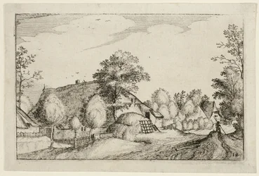 Village Road, plade tolv efter Billeder af gårde, landhuse og rustikke landsbyer (Praediorum villarum et rusticarum casularum icones)