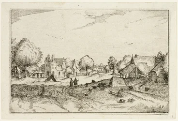 Village Road, plade tyve efter Billeder af gårde, landhuse og rustikke landsbyer (Praediorum villarum et rusticarum casularum icones)