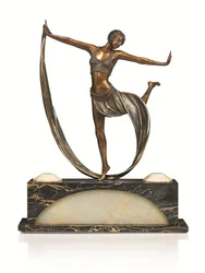 Art Deco figur med oplyst base, 
