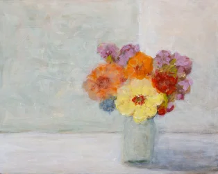 Farverigt blomsterstilleben